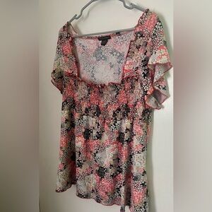 Floral Print Ruched Front Blouse
